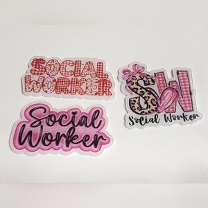 Social Worker Flatbacks Flats Planar for Review Badge Keychain Magnet Crafts